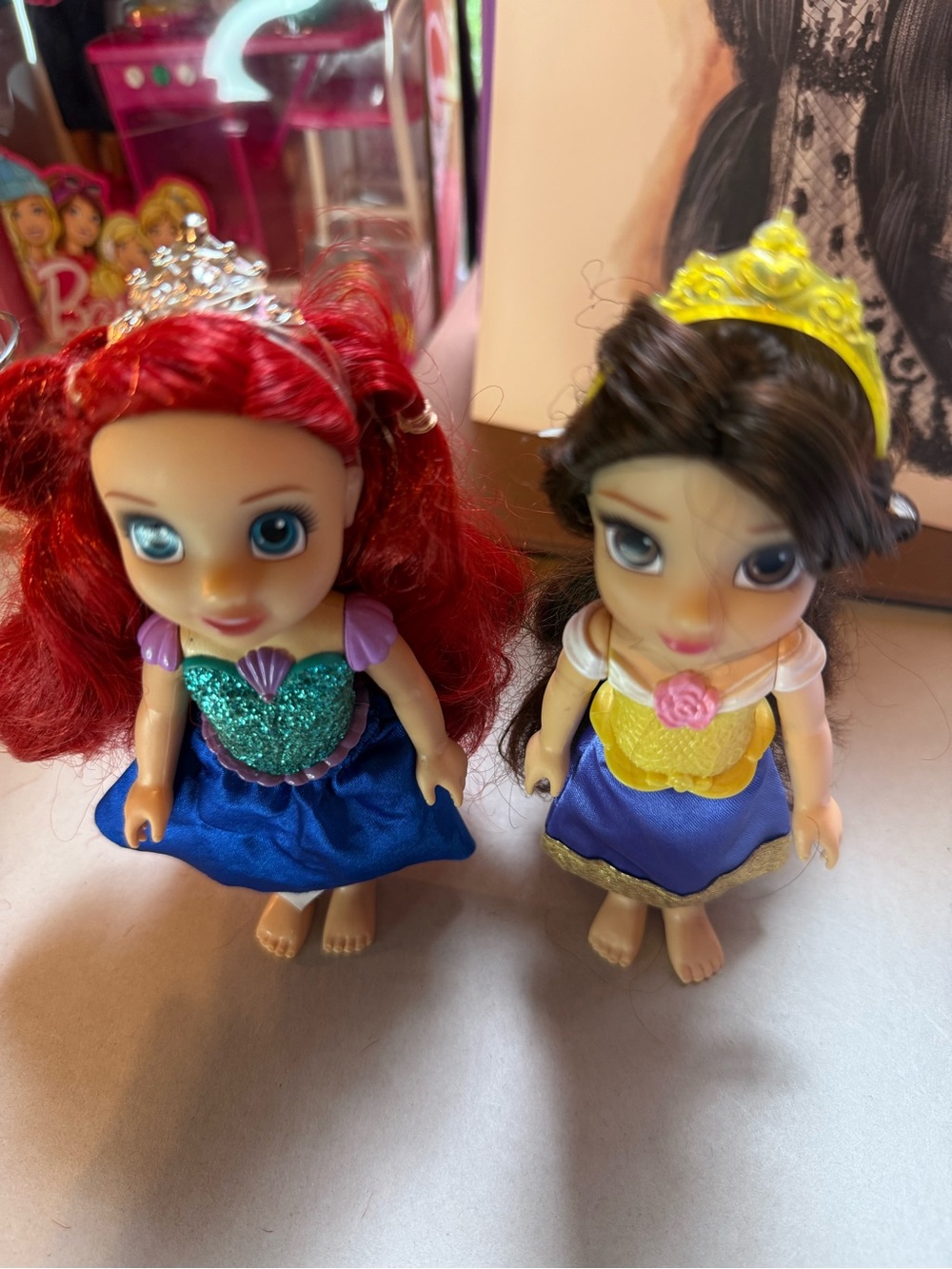 Disney Mini Princess Dolls - Red Hair & Brown Hair